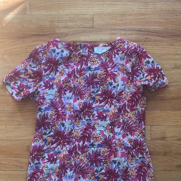 Kathie Lee Floral Tropical Short Sleeve Dress - Picture 2 of 7